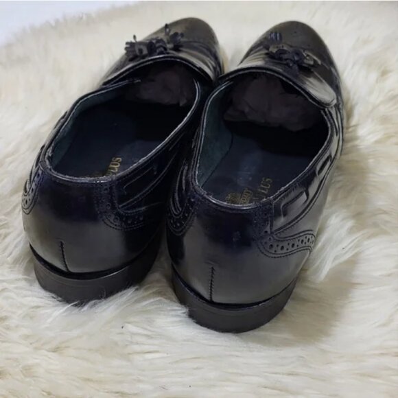 Stafford Loafers Black Leather Tassel Wingtip Brogue Comfort Plus Shoes - Picture 6 of 10